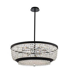 Allegri Terzo 9 Light Contemporary Chandelier in Matte Black with Polished Chrome