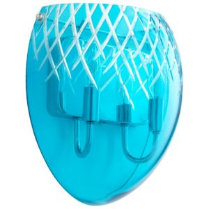 Spheroid Blue Etched Glass Wall Sconce