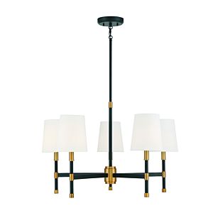 Brody 5-Light Chandelier in Matte Black with Warm Brass Accents