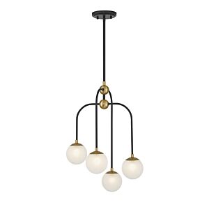 Couplet 4-Light Chandelier in Matte Black with Warm Brass Accents