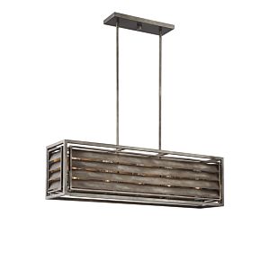 Savoy House Hartberg 5 Light Outdoor Linear Chandelier in Aged Driftwood