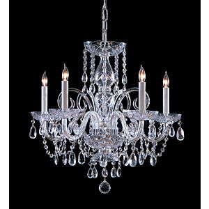 Crystorama Traditional Crystal 5 Light 21 Inch Traditional Chandelier in Polished Chrome with Clear Hand Cut Crystals