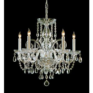 Crystorama Traditional Crystal 5 Light 21 Inch Traditional Chandelier in Polished Brass with Clear Hand Cut Crystals
