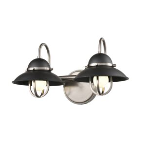 Peggy'S Cove 2-Light Bathroom Vanity Light in Graphite and Satin Nickel