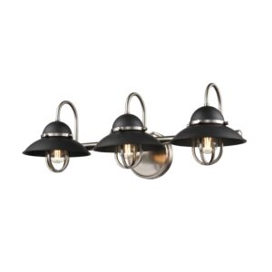 Peggy'S Cove 3-Light Bathroom Vanity Light in Graphite and Satin Nickel