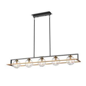 Tropea 5-Light Linear Pendant in Brass and Graphite