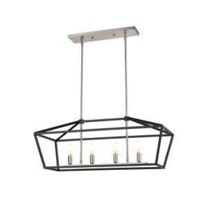 DVI Cabot Trail 4-Light Linear Pendant in Satin Nickel and Graphite