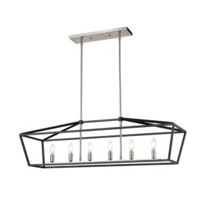 Cabot Trail 6-Light Linear Pendant in Satin Nickel and Graphite