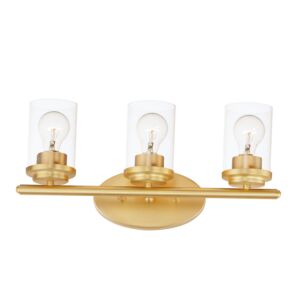 Corona 3-Light Bathroom Vanity Light in Satin Brass