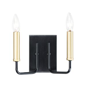 Sullivan 2-Light Wall Sconce in Black with Gold