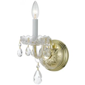 Crystorama Traditional Crystal 9 Inch Wall Sconce in Polished Brass with Clear Hand Cut Crystals