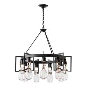 Hubbardton Forge 35 Inch 9 Light Apothecary Circular Chandelier in Black