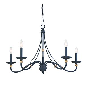 Minka Lavery Westchester County 5 Light Chandelier in Sand Coal With Skyline Gold Leaf