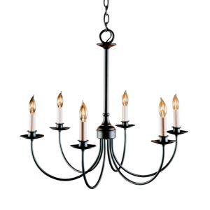 Hubbardton Forge 22 Inch 6 Light Simple Lines Chandelier in Black