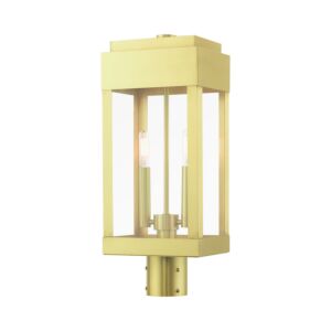 York 2-Light Outdoor Post Top Lantern in Satin Brass