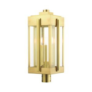 Lexington 3-Light Outdoor Post Top Lantern in Natural Brass