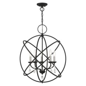 Aria 5-Light Chandelier in Black w with Satin Nickels