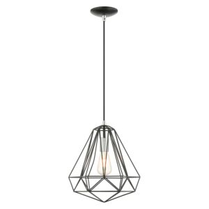 Knox 1-Light Pendant in Shiny Black w with Polished Chromes