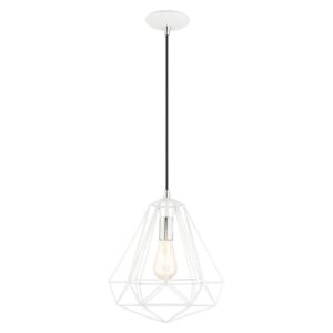 Knox 1-Light Pendant in Shiny White w with Polished Chromes