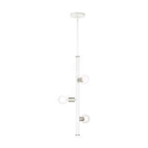 Bannister 3-Light Pendant in White w with Brushed Nickels