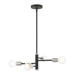 Bannister 4-Light Chandelier in Black w with Brushed Nickels