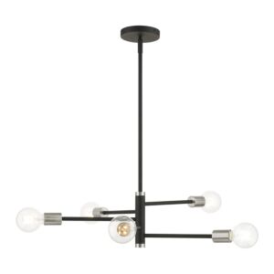 Bannister 5-Light Chandelier in Black w with Brushed Nickels