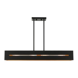 Soma 4-Light Linear Chandelier in Textured Black w with Brushed Nickels