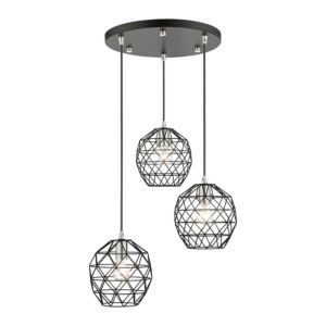 Geometrix 3-Light Pendant in Black w with Brushed Nickels