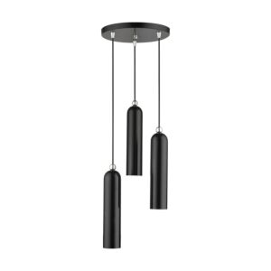 Ardmore 3-Light Pendant in Shiny Black w with Polished Chromes