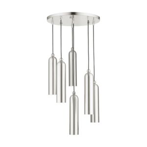Ardmore 6-Light Pendant in Brushed Nickel w with Polished Chromes