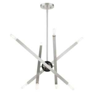 Monaco 8-Light Chandelier in Brushed Nickel w with Black Chromes
