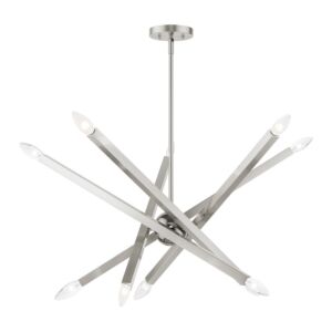 Monaco 10-Light Chandelier in Brushed Nickel w with Black Chromes