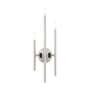 Denmark 3-Light Wall Sconce in Brushed Nickel w with Blacks