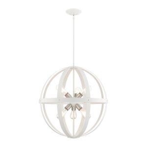 Stoneridge 6-Light Chandelier in Textured White w with Brushed Nickel Cluster