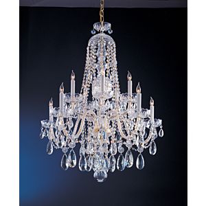 Crystorama Traditional Crystal 10 Light 35 Inch Traditional Chandelier in Polished Brass with Clear Swarovski Strass Crystals