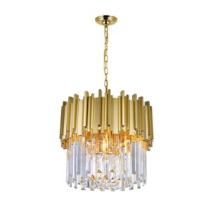 CWI Deco 4 Light Down Chandelier With Medallion Gold Finish