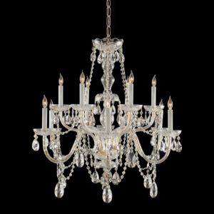 Crystorama Traditional Crystal 12 Light 26 Inch Traditional Chandelier in Polished Brass with Clear Spectra Crystals
