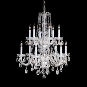 Crystorama Traditional Crystal 12 Light 32 Inch Traditional Chandelier in Polished Chrome with Clear Hand Cut Crystals
