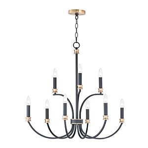 Maxim Charlton 9 Light Transitional Chandelier in Black and Antique Brass