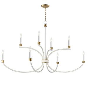 Charlton 8-Light Chandelier in Weathered White with Gold Leaf