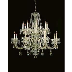 Crystorama Traditional Crystal 16 Light 34 Inch Traditional Chandelier in Polished Brass with Clear Hand Cut Crystals