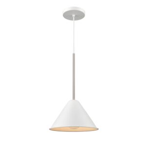 Lily 1-Light Pendant in Matte White and Satin Nickel