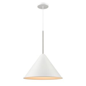 DVI Lily 1-Light Pendant in Matte White and Satin Nickel