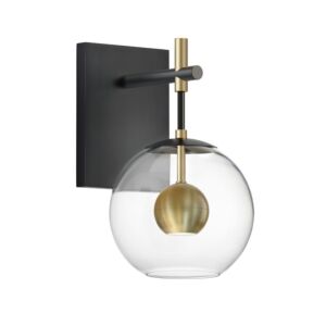 Nucleus 1-Light LED Wall Sconce in Black with Natural Aged Brass