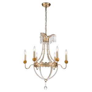 Louis 6-Light Chandelier in Distressed Silver and Gold