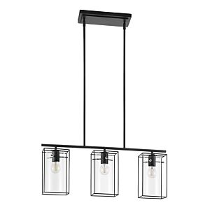 Loncino 3-Light Island Pendant in Structured Black