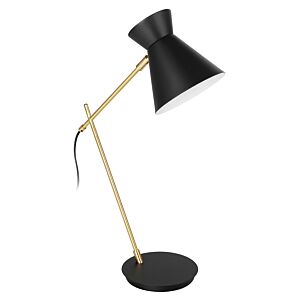Amezaga 1-Light Table Lamp in Structured Black and Brushed Brass