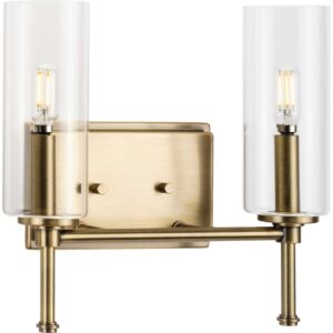Elara 2-Light Bathroom Vanity Light Vanity in Vintage Brass