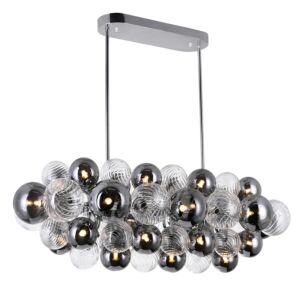 CWI Lighting Pallocino 27 Light Island with Pool Table Chandelier with Chrome Finish