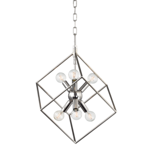 Hudson Valley Roundout 6 Light 21 Inch Pendant Light in Polished Nickel